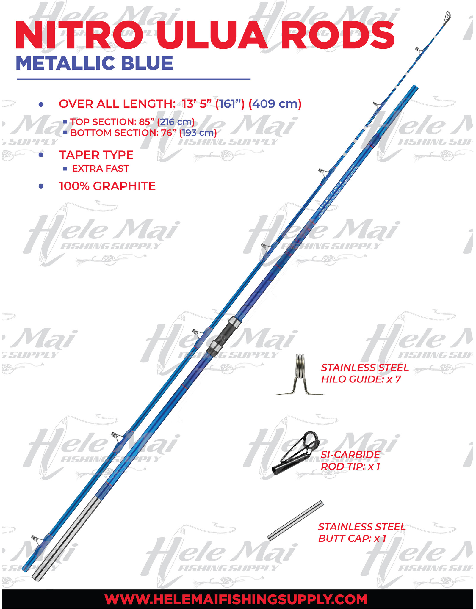 NITRO (NIT) NITRO, ULUA ROD METALLIC BLUE HEAVY 13'