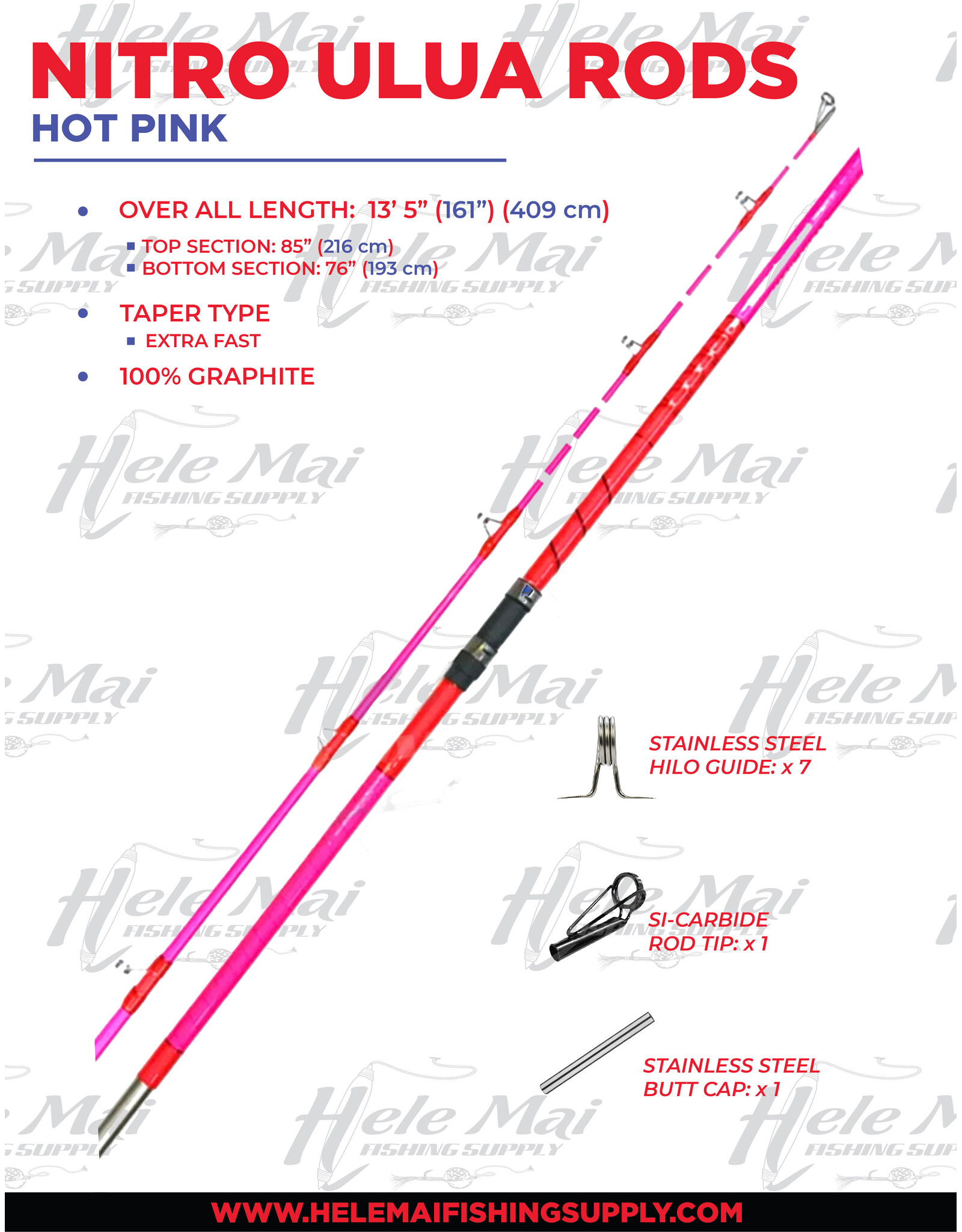 NITRO (NIT) NITRO, ULUA ROD HOT PINK HEAVY 13'