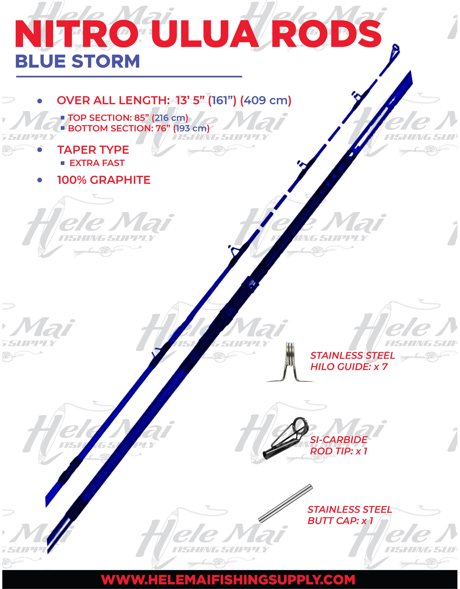 NITRO (NIT) NIT, ULUA ROD BLUE STORM HEAVY 13'