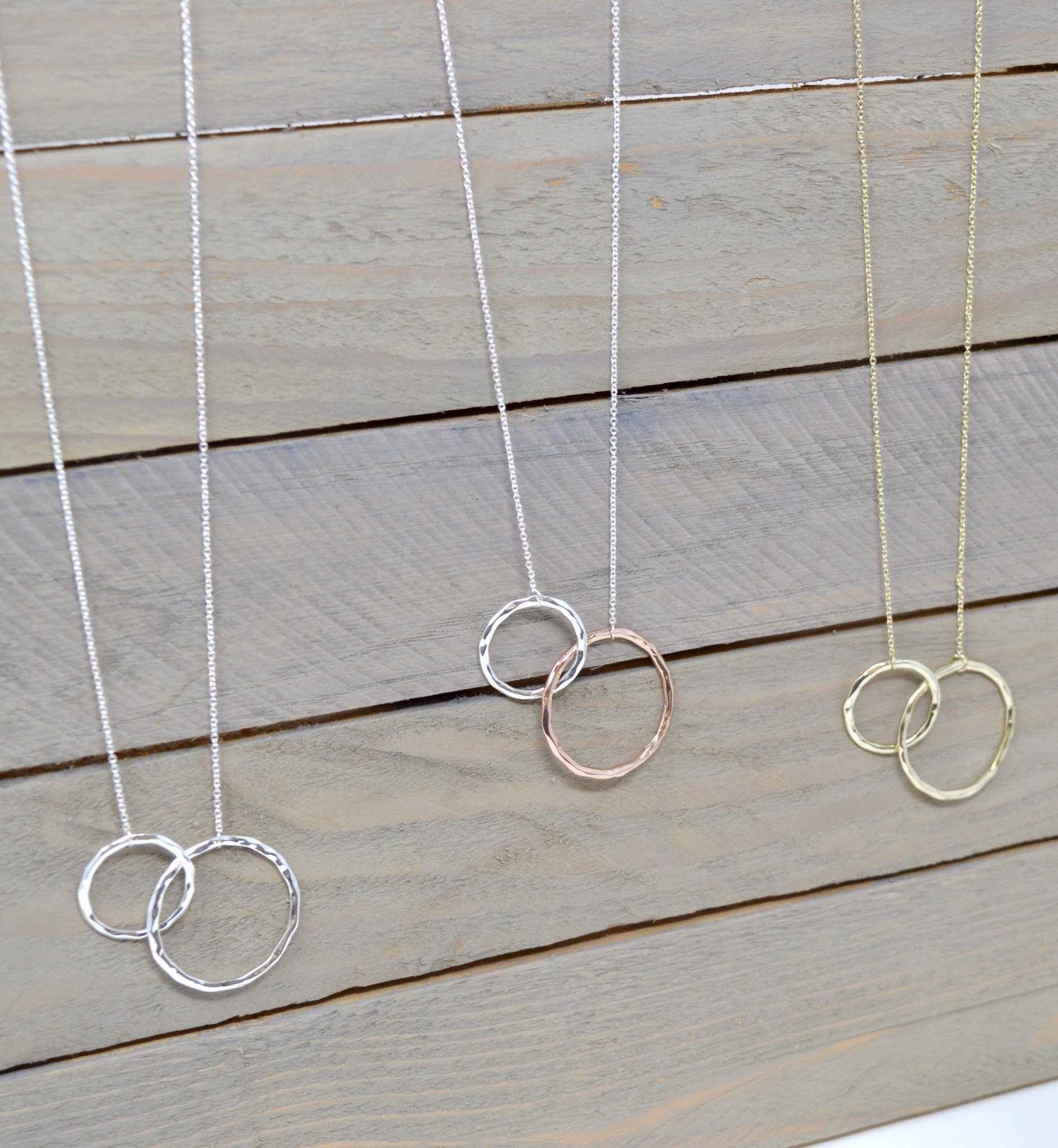 Necklace with 2 interlocking on sale rings