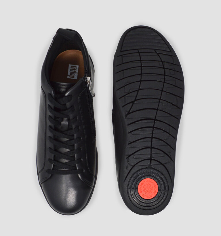 FITFLOP RALLY BLACK LEATHER HI-TOP