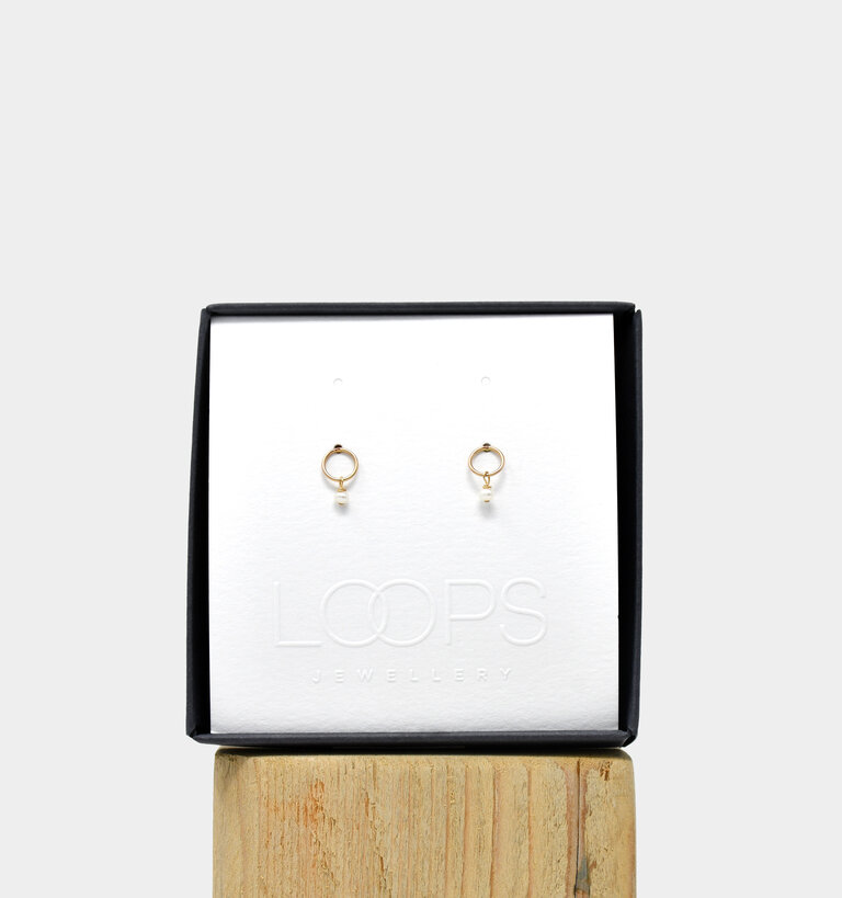Loops Jewellery Loops Dewdrop Studs Gold Pearl