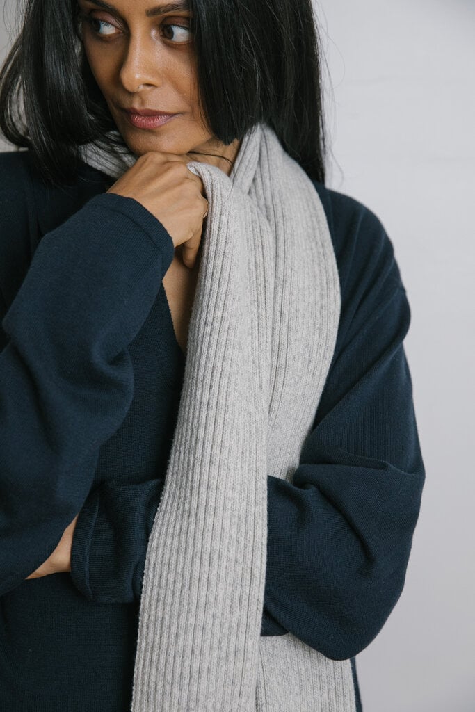 Carolyn Ferreira CAROLYN FERREIRA RIBBED CASHMERE SCARF CLAY IVORY