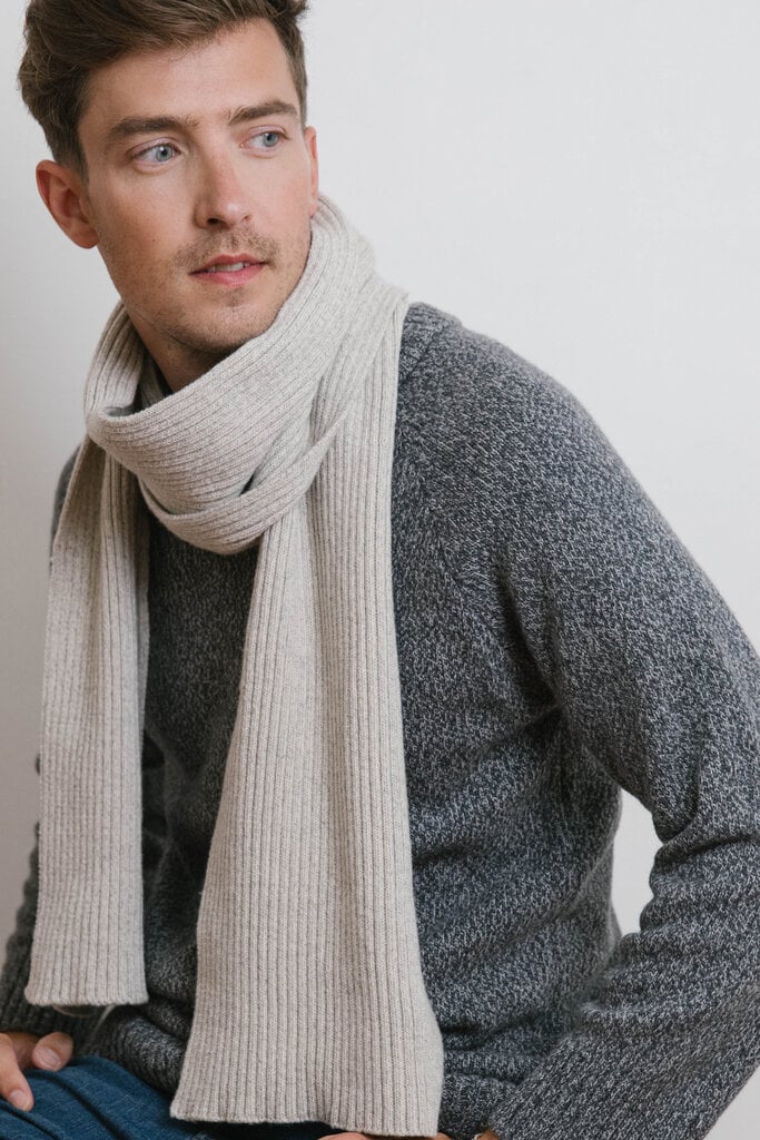 Carolyn Ferreira CAROLYN FERREIRA RIBBED CASHMERE SCARF CLAY IVORY