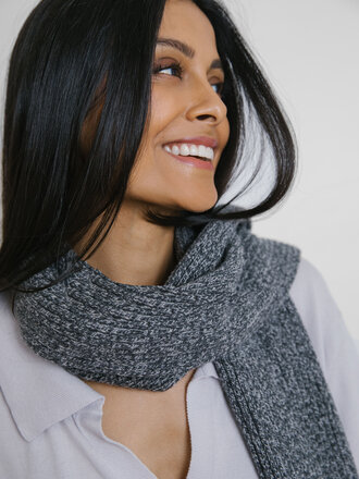 Carolyn Ferreira CAROLYN FERREIRA RIBBED CASHMERE SCARF CHARCOAL