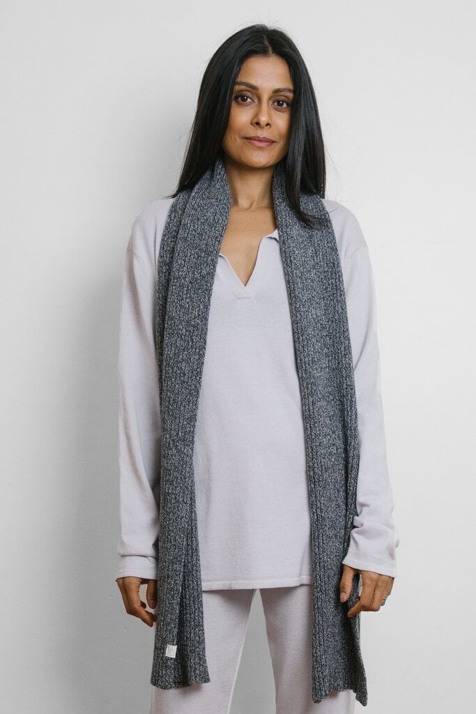 Carolyn Ferreira CAROLYN FERREIRA RIBBED CASHMERE SCARF CHARCOAL