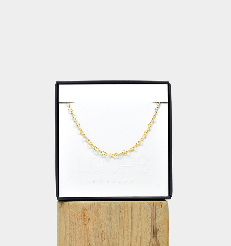Loops Jewellery Loops Hearts Forever Together Chain Necklace Gold