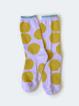 Hooray Socks HOORAY COTTON CREW SOCKS BIG DOT LAVENDER