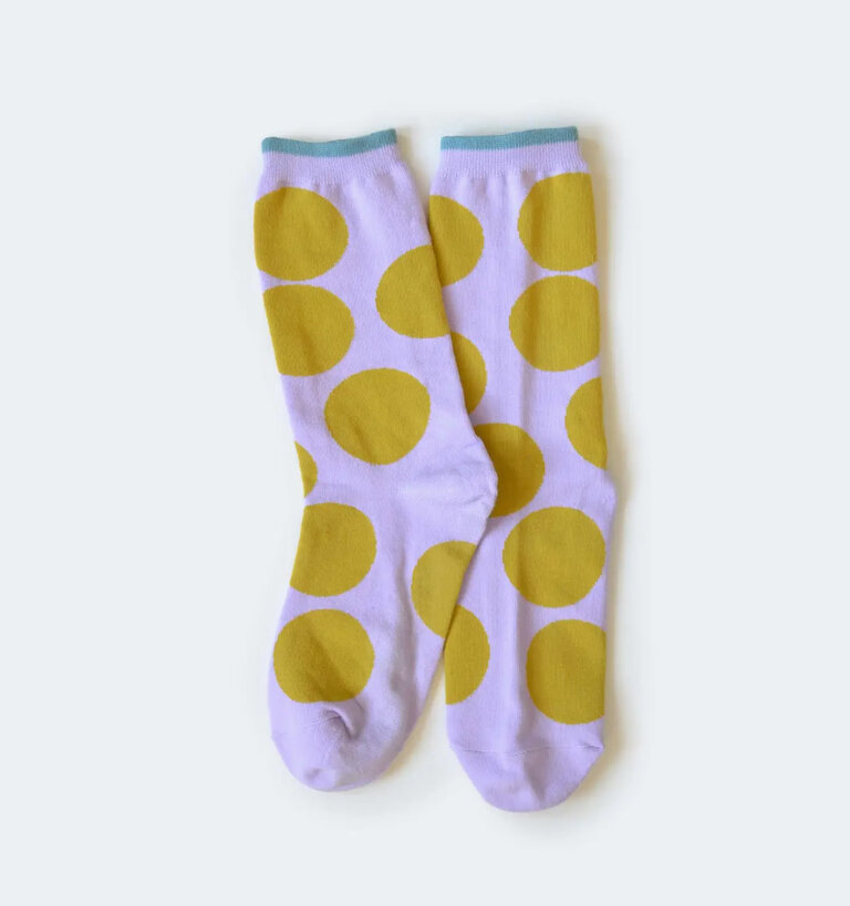 Hooray Socks HOORAY COTTON CREW SOCKS BIG DOT LAVENDER