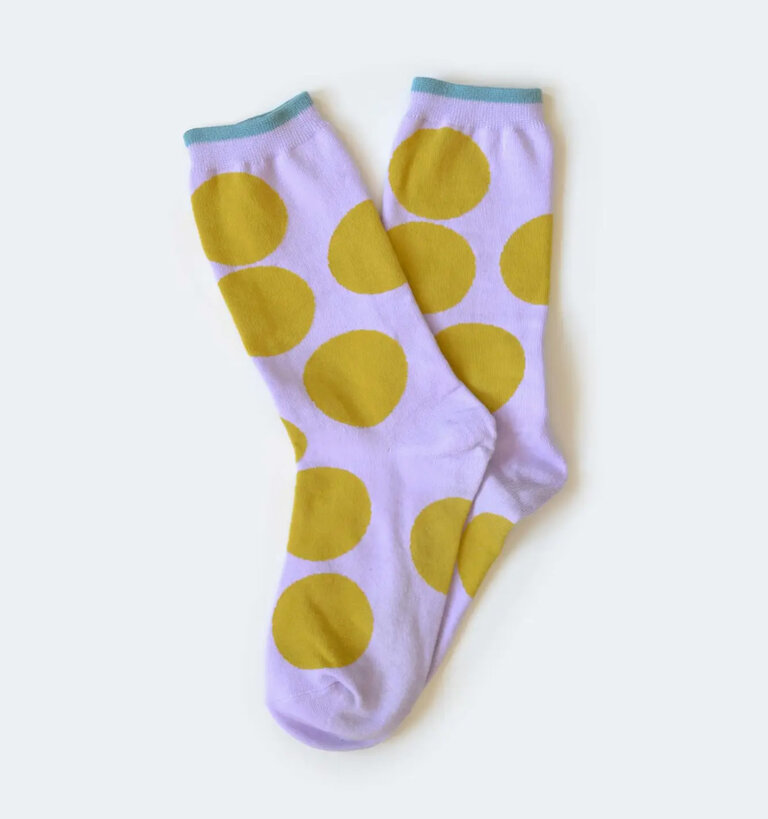 Hooray Socks HOORAY COTTON CREW SOCKS BIG DOT LAVENDER