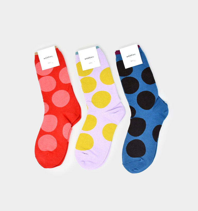 Hooray Socks HOORAY COTTON CREW SOCKS BIG DOT LAVENDER