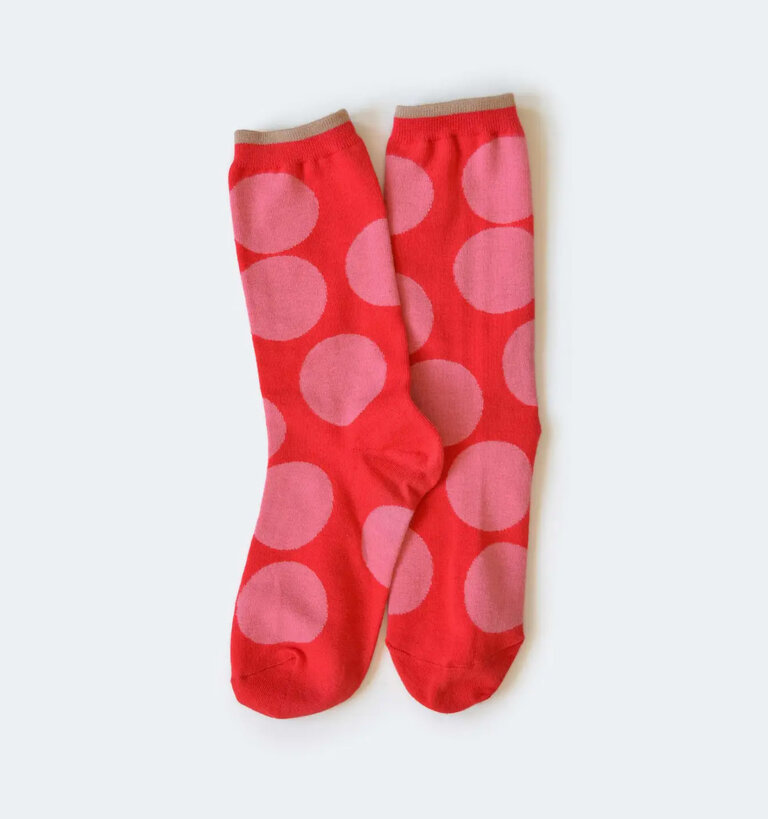 Hooray Socks HOORAY COTTON CREW SOCKS BIG DOT RED