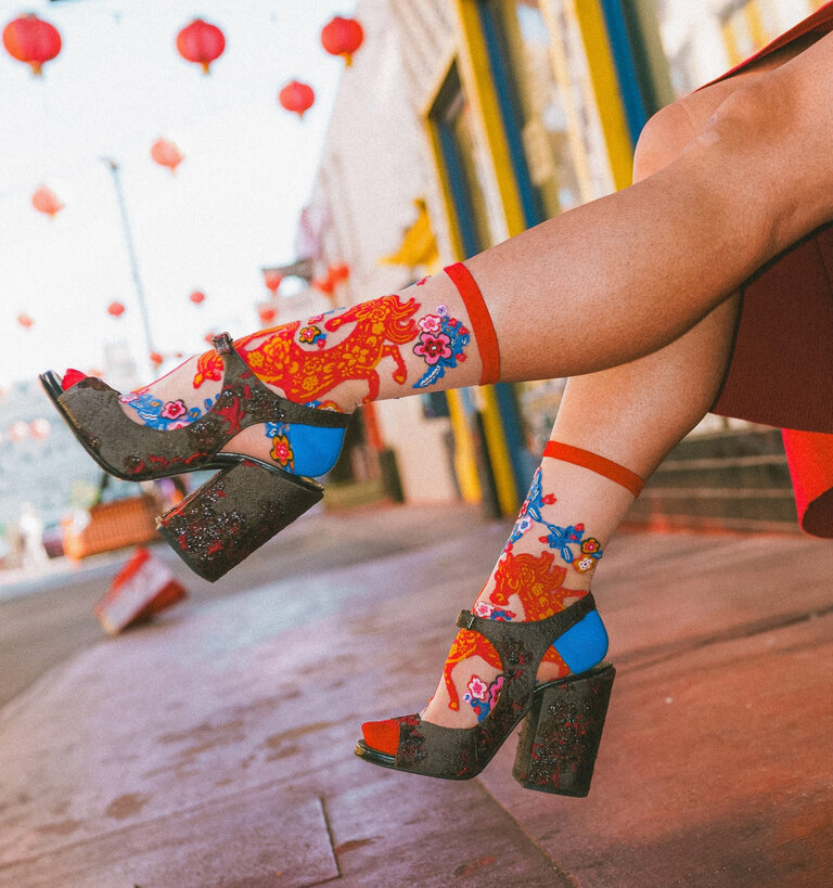 Sock Candy SOCK CANDY YEAR OF THE HORSE SHEER CREW SOCK