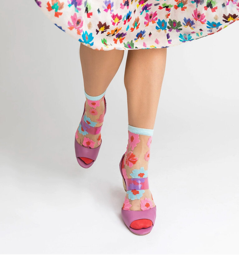Sock Candy SOCK CANDY ROSES SHEER ANKLE SOCK