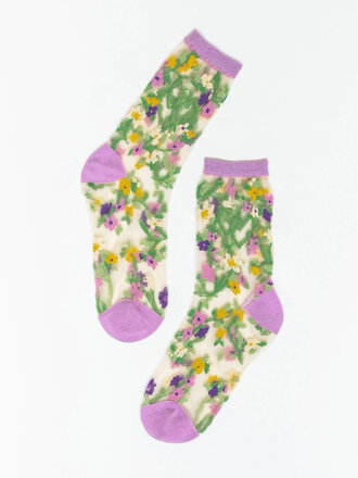 Sock Candy SOCK CANDY SPRING FLORAL SHEER CREW SOCK