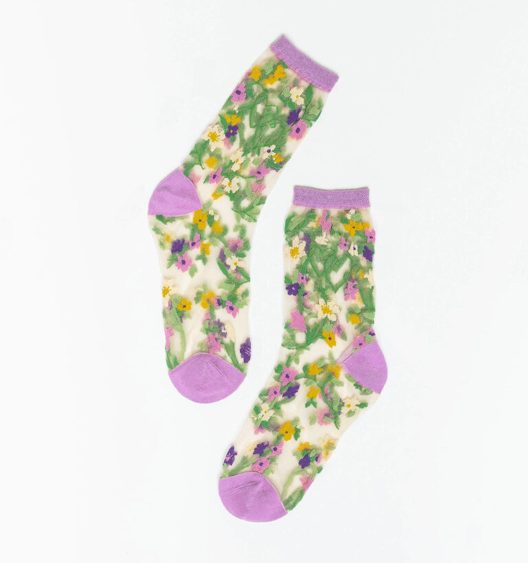 Sock Candy SOCK CANDY SPRING FLORAL SHEER CREW SOCK