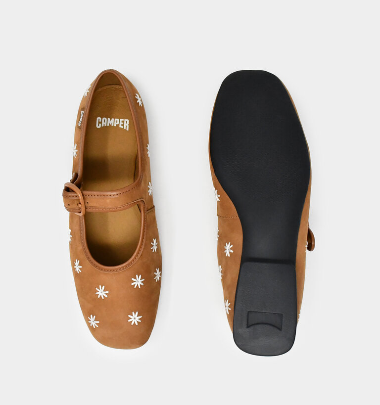 Camper CAMPER CASI MYRA MARYJANE BROWN NUBUCK FLOWERS