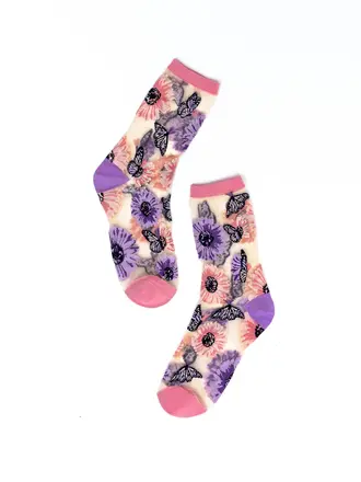Sock Candy SOCK CANDY BUTTERFLY SHEER CREW SOCK