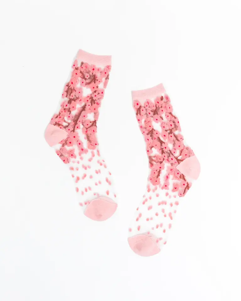 Sock Candy SOCK CANDY CHERRY BLOSSOM SHEER CREW SOCK