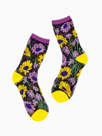 Sock Candy SOCK CANDY SUNFLOWERS SHEER CREW SOCK