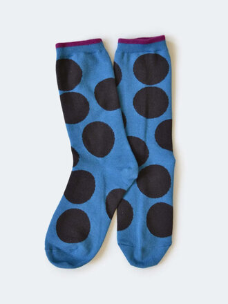 Hooray Socks HOORAY COTTON CREW SOCKS BIG DOT BLUE MENS