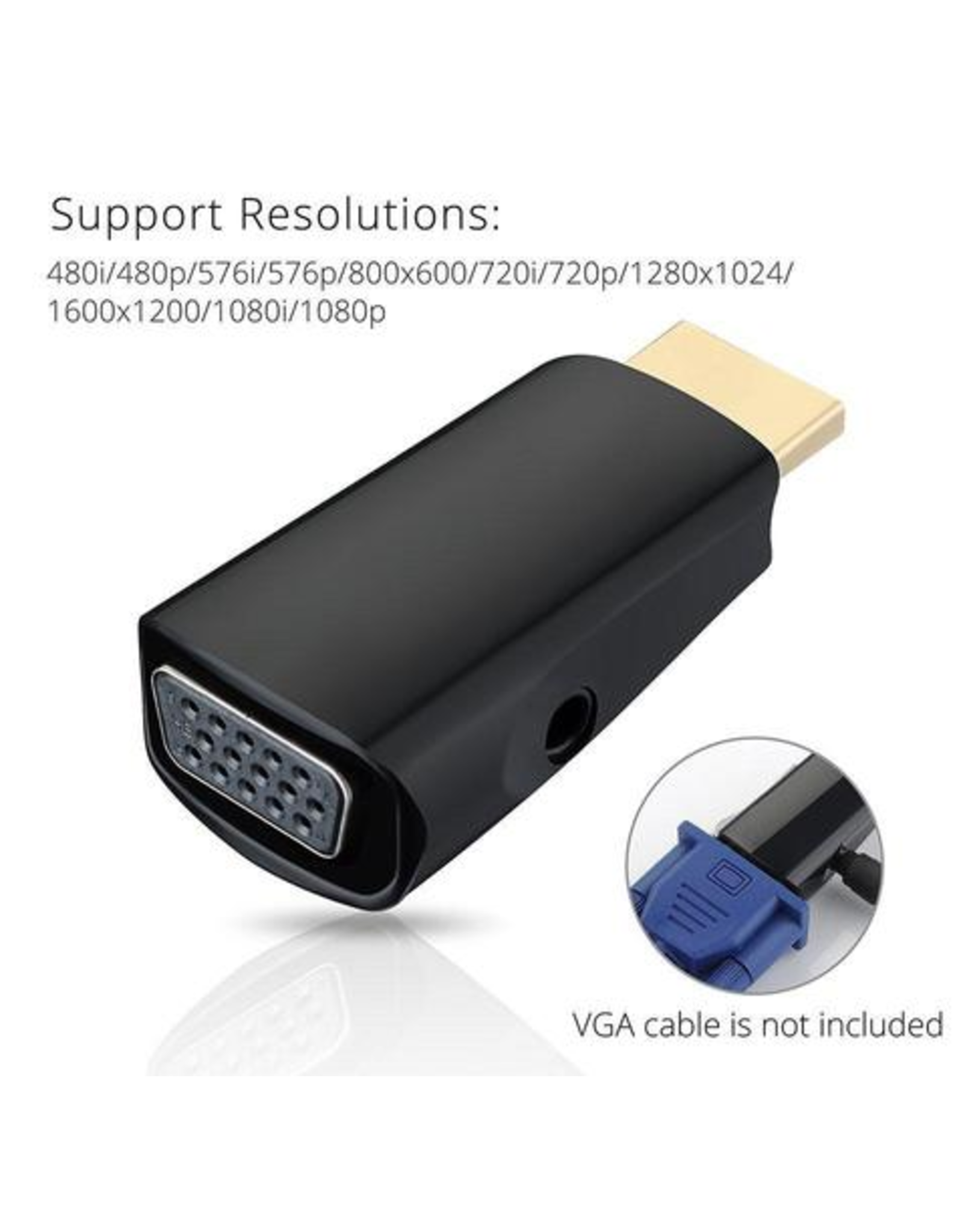 PrimeCables HDMI 1.4 Male to VGA Female with 3.5mm Audio Adapter- Black