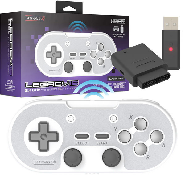 Retro-Bit retro-bit - Super Nintendo (SNES) - Legacy16 (Classic Grey) [2.4GHz Wireless Controller]