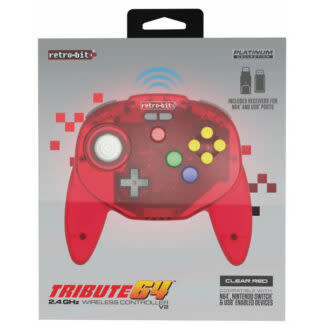 Retro-Bit - Tribute 64 V2 - Wireless N64 Controller w/ Rumble [Clear Red]