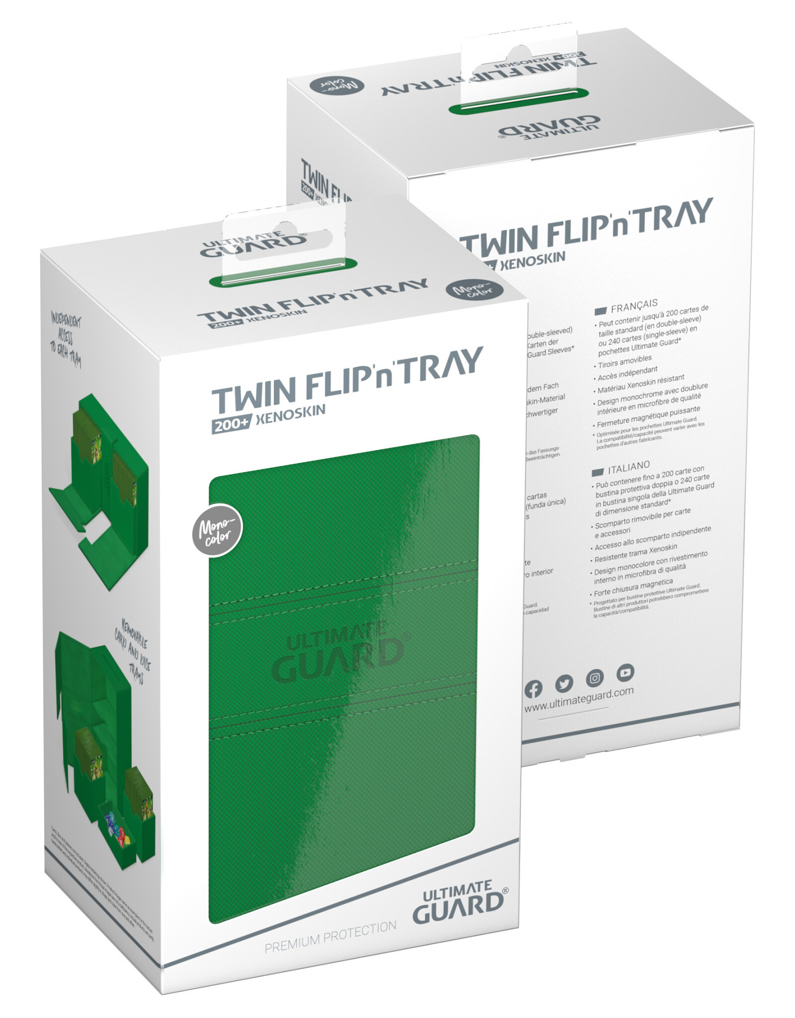 Ultimate Guard Twin Flip n/ Tray - Trading Card Storage (Green) 200+