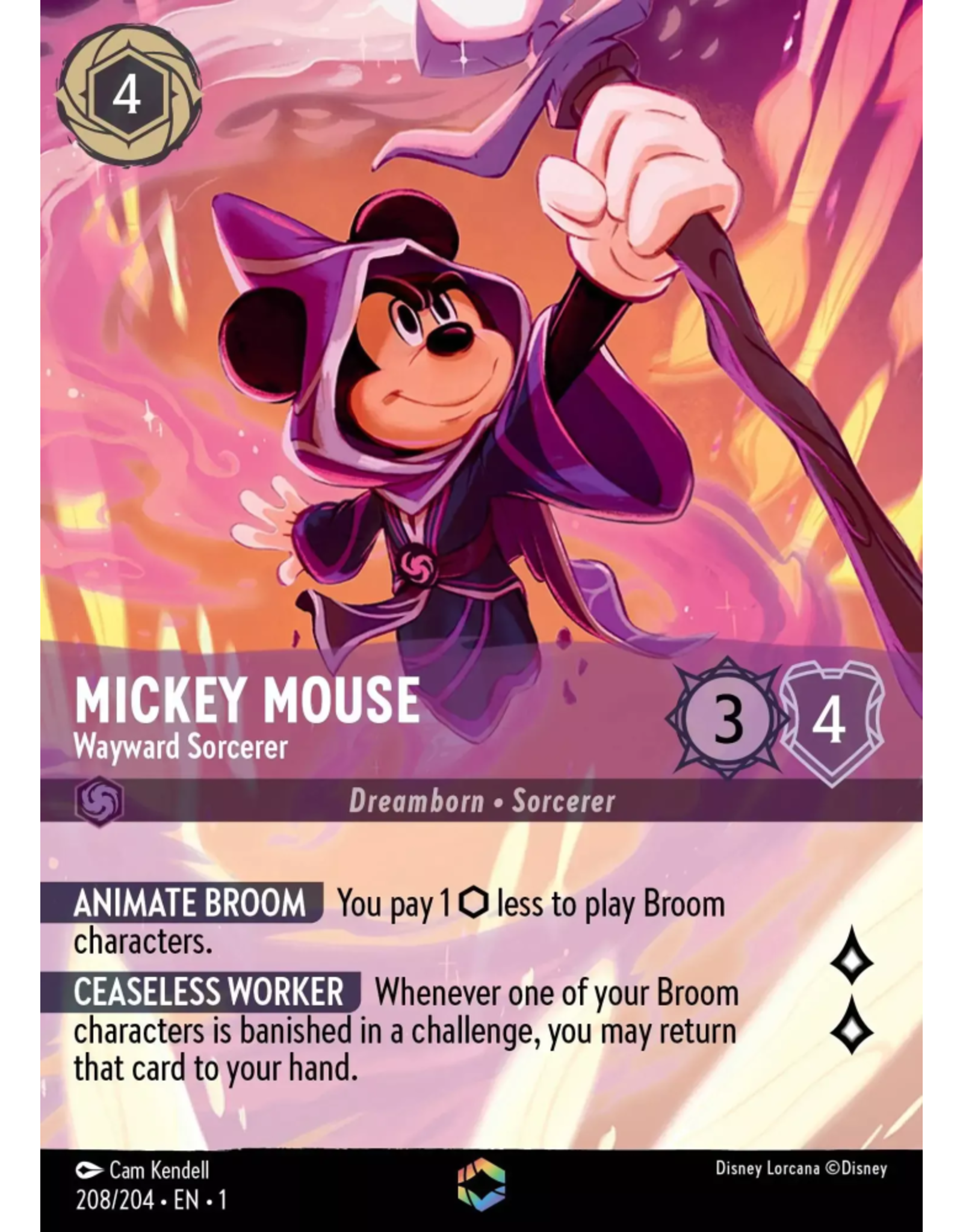 Ravensburger Mickey Mouse - Wayward Sorcerer (Alternate Art) [208/204, Holofoil, Enchanted]