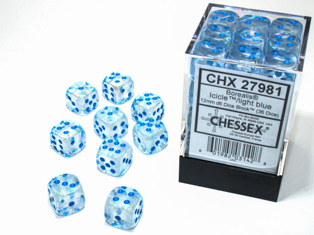 Chessex Borealis Icicle/Light Blue Dice [36D6]