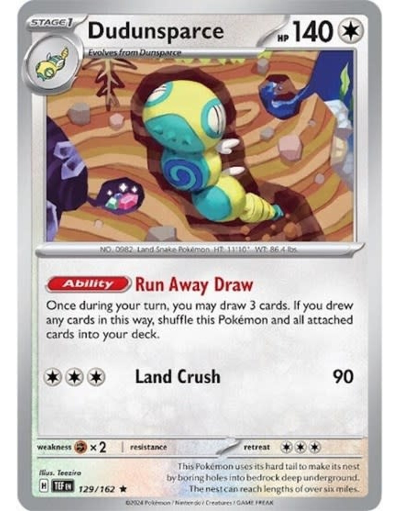 Dudunsparce - 129/162 (Holofoil, Rare) (TEF)