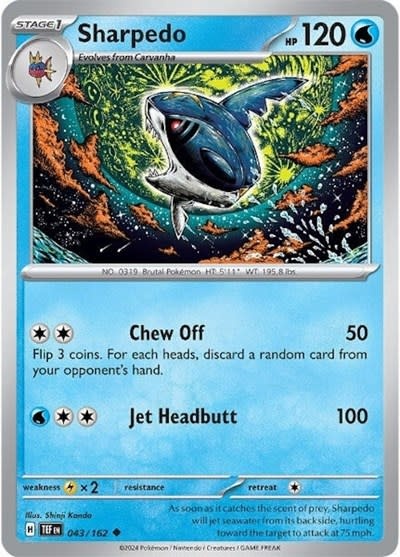 Sharpedo - 043/162 (Normal, Uncommon)