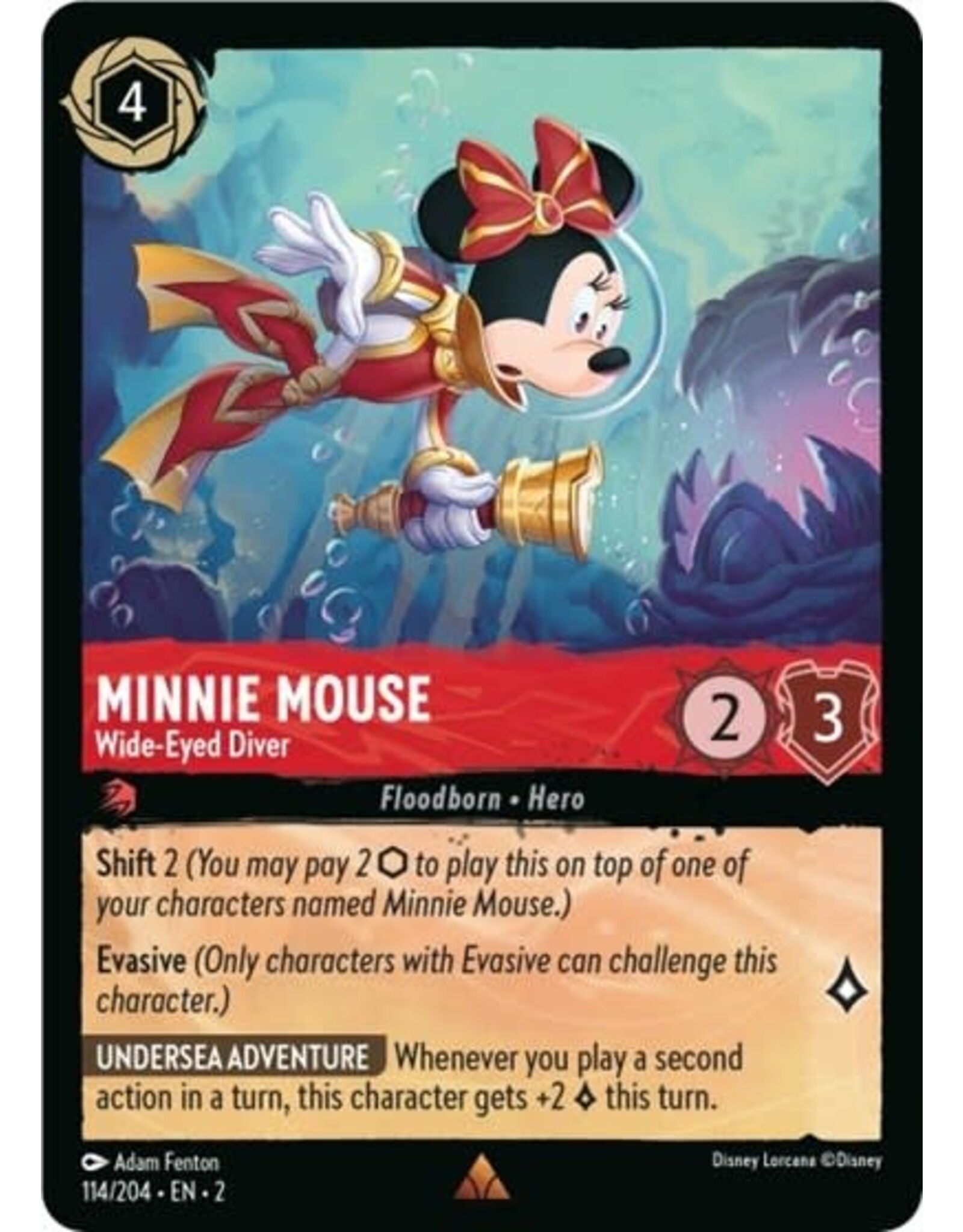 Minnie Mouse - Wide-Eyed Diver - 114/204 (Cold Foil, Rare)