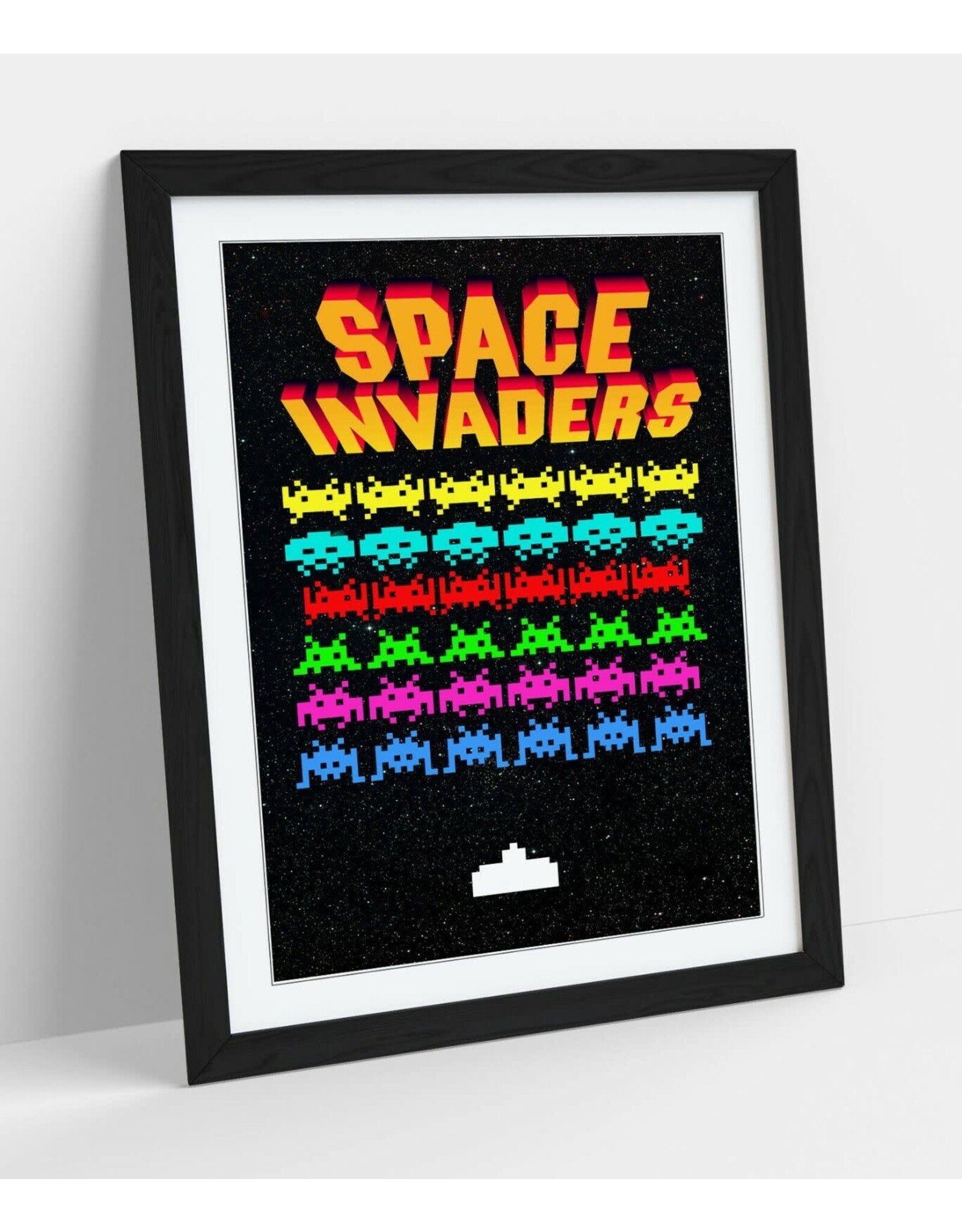Pyramid America **CLEARANCE** Space Invaders Game Over 11" x 17" Framed Print