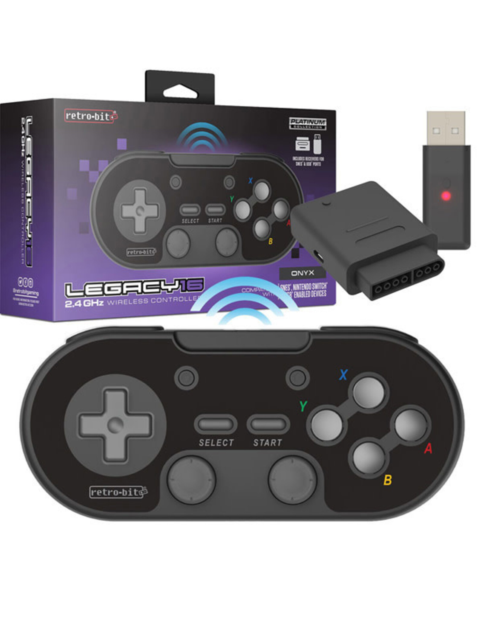 Retro-Bit **CLEARANCE** retro-bit - Super Nintendo (SNES) - Legacy16 (Black) [2.4GHz Wireless Controller]