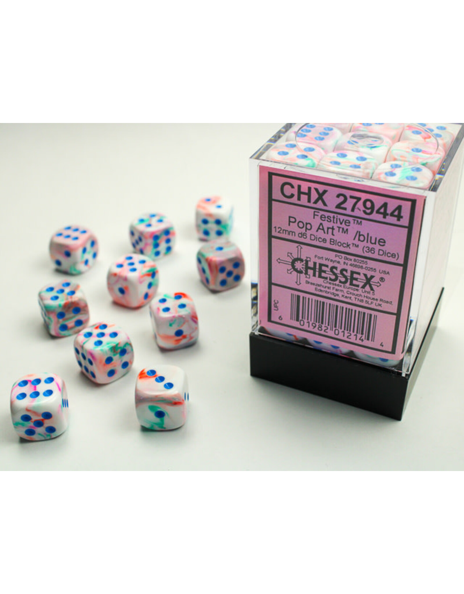 Chessex Festive Pop-Art/Blue Dice [36D6]