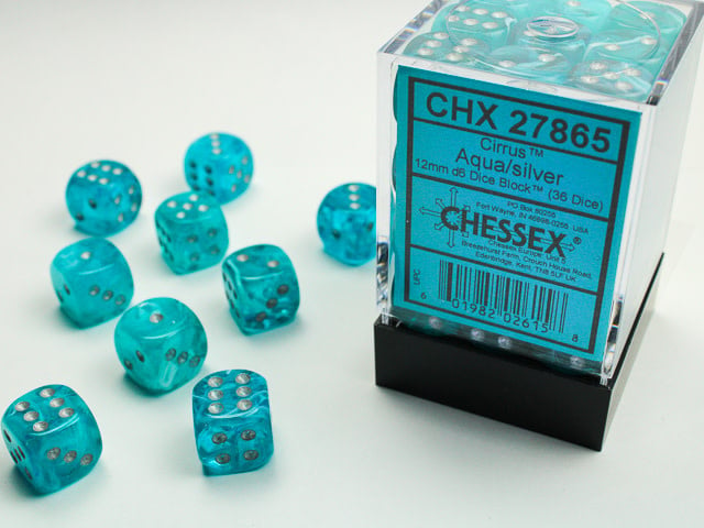 Chessex Cirrus Aqua/Silver Dice [36D6]