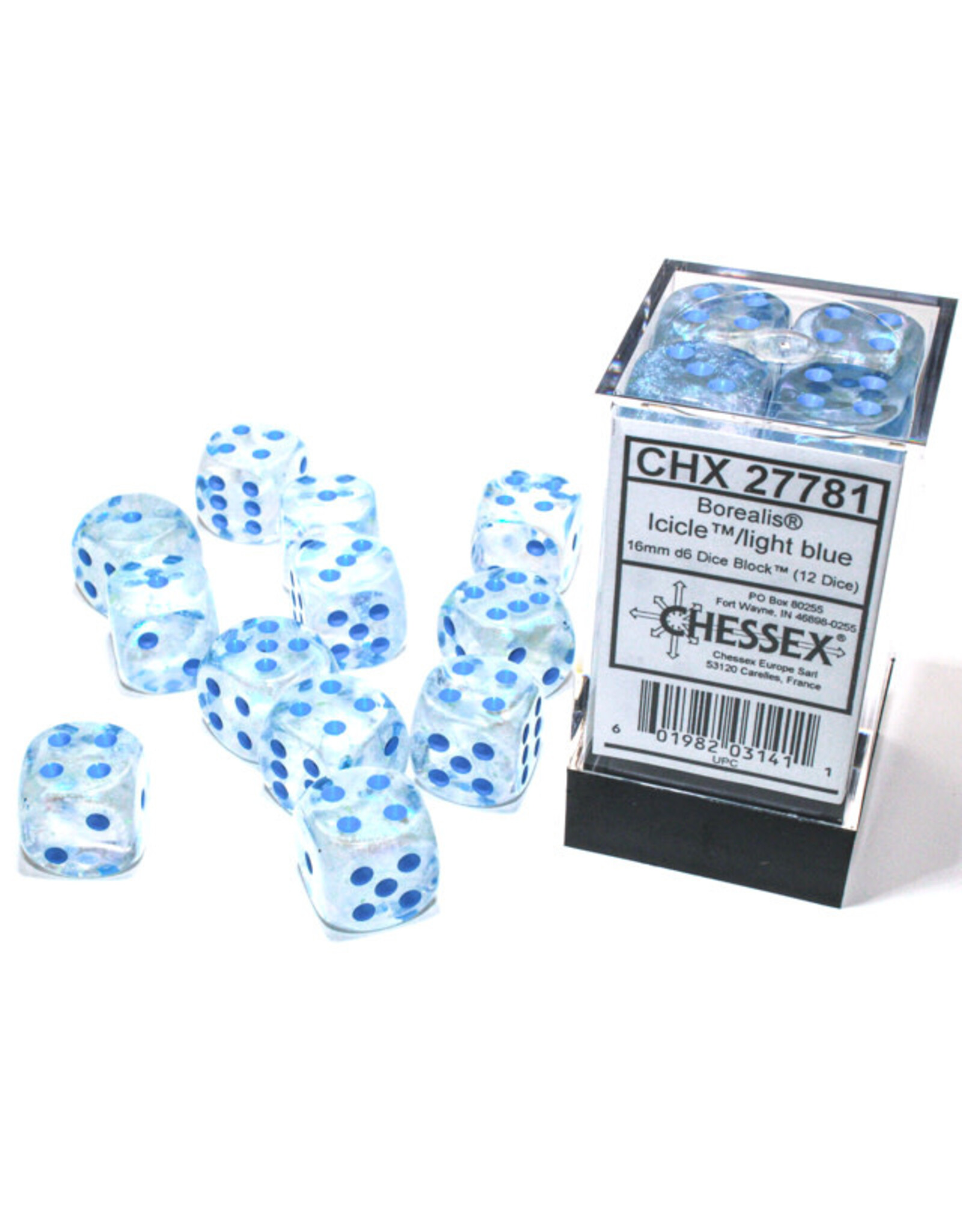 Chessex Borealis Light Icicle/Light Blue [12D6]