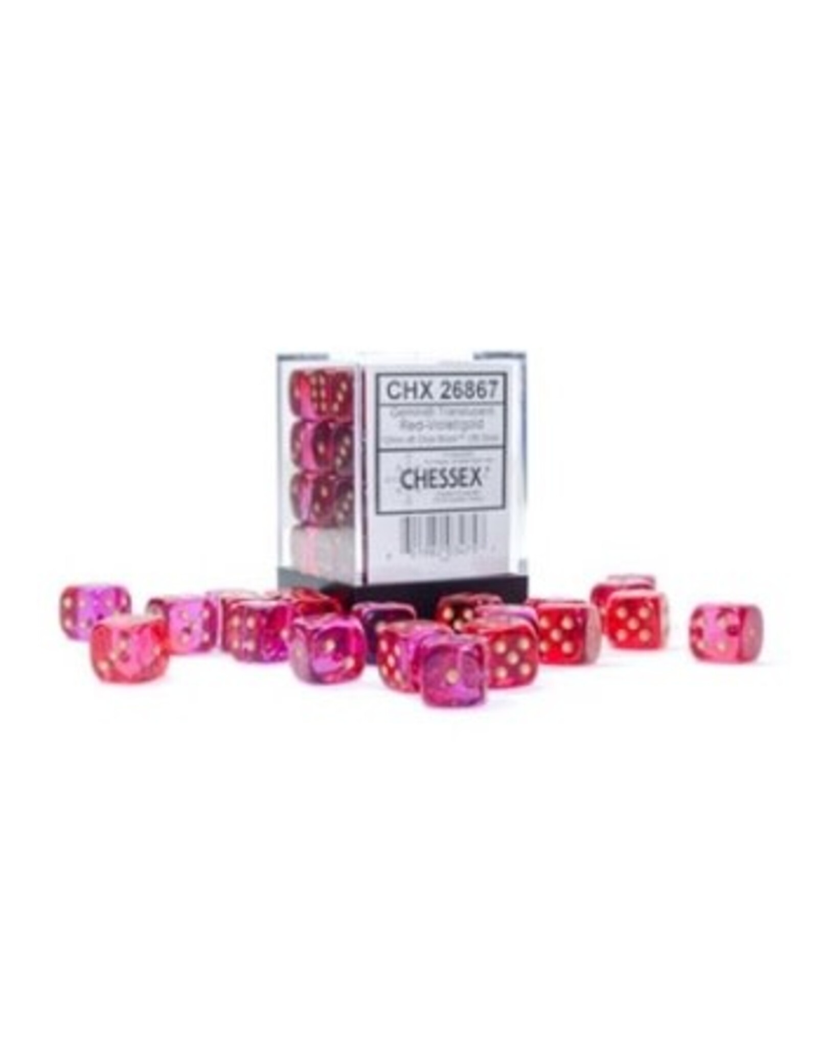 Chessex Gemini Translucent Red-Violet/Gold  Dice [36D6]