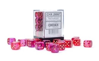 Chessex Gemini Translucent Red-Violet/Gold  Dice [36D6]