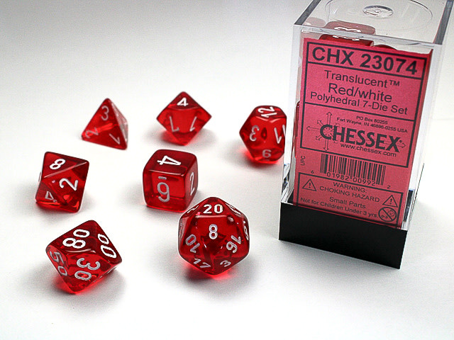 Chessex Translucent Polyhedral Red/white 7-Die Set