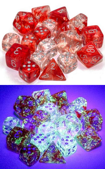 Chessex Nebula Luminary Red/Silver Dice [12mm, 36D6]