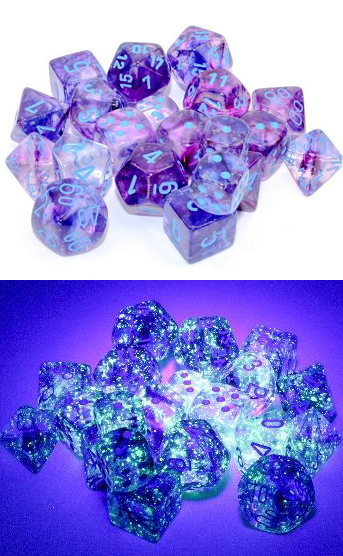 Chessex Nebula Luminary Nocturnal/Blue Dice [12mm, 36D6]