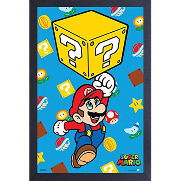 Pyramid America Super Mario Bros. - Block Jump 11" x 17" Framed Print