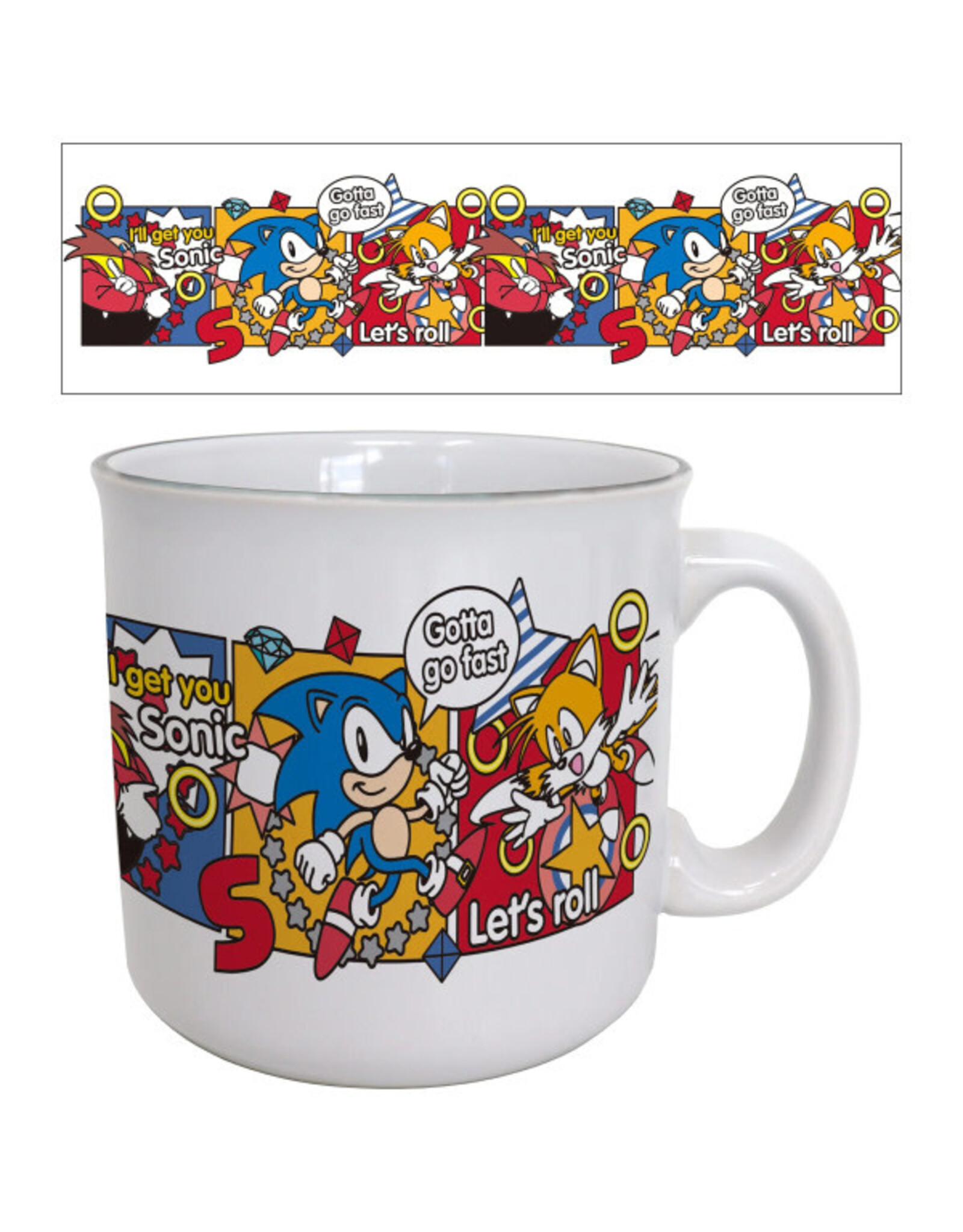 Pyramid America Sonic 3 - Panels Eggman Sonic & Tails Ceramic Mug 20 Oz