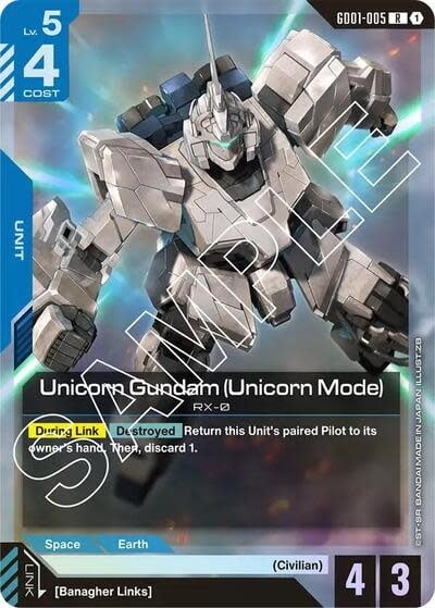Unicorn Gundam (Unicorn Mode) - GD01-005 (Holofoil, Rare) (GD01)