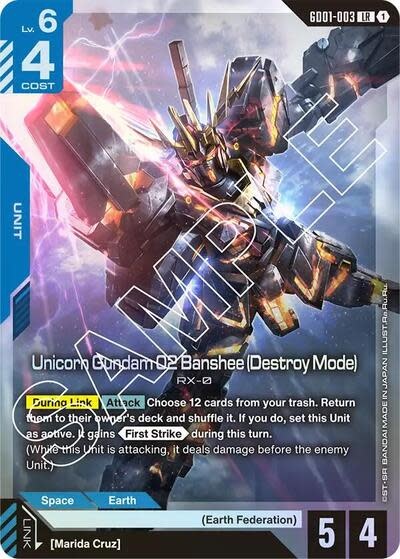 Unicorn Gundam 02 Banshee (Destroy Mode) - GD01-003 (Holofoil, Legend Rare)