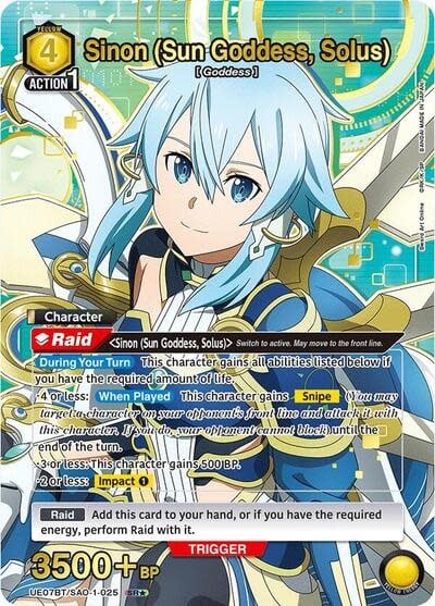 Sinon (Sun Goddess, Solus) (025) (SR*) - UE07BT/SAO-1-025 (Foil, Super Rare 1-Star)