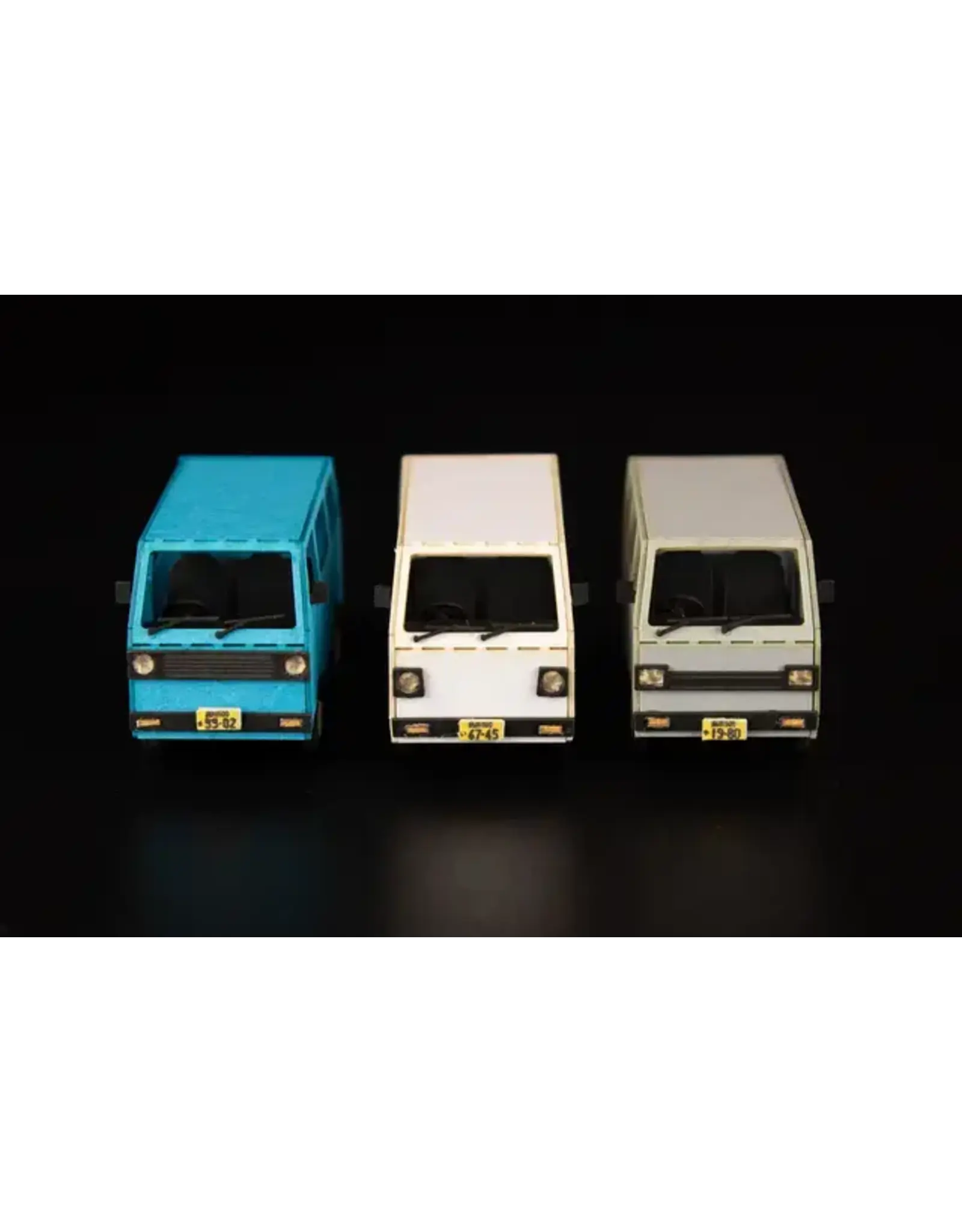 Bandai Town Corner Series Kei - Van (White/Blue/Silver) Scale Paper Kit (1:80)